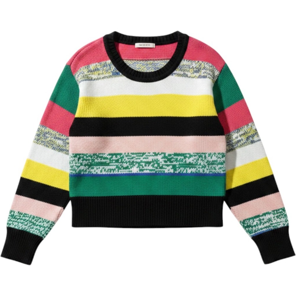 Cabi Stripe Out Sweater Women Medium Multi-Color Bold Striped Knit Pullover